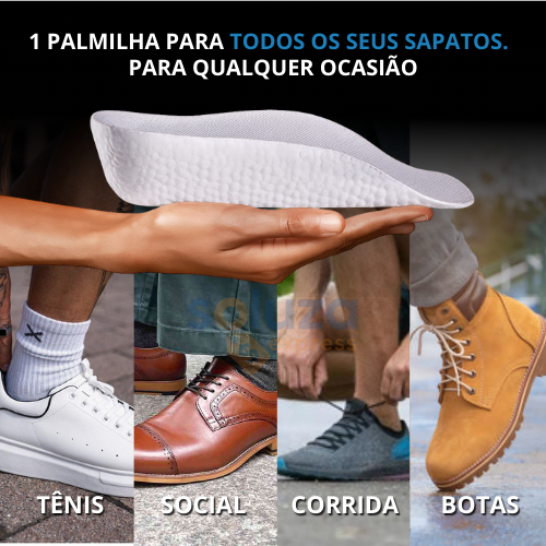 Elevus Soluza™ – Palmilha Ortopédica que Aumenta sua Altura Naturalmente +3,5Cm